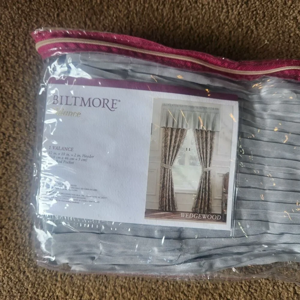 Pleated Gray Polyester Valance by Biltmore Wedgewood Pattern 82
